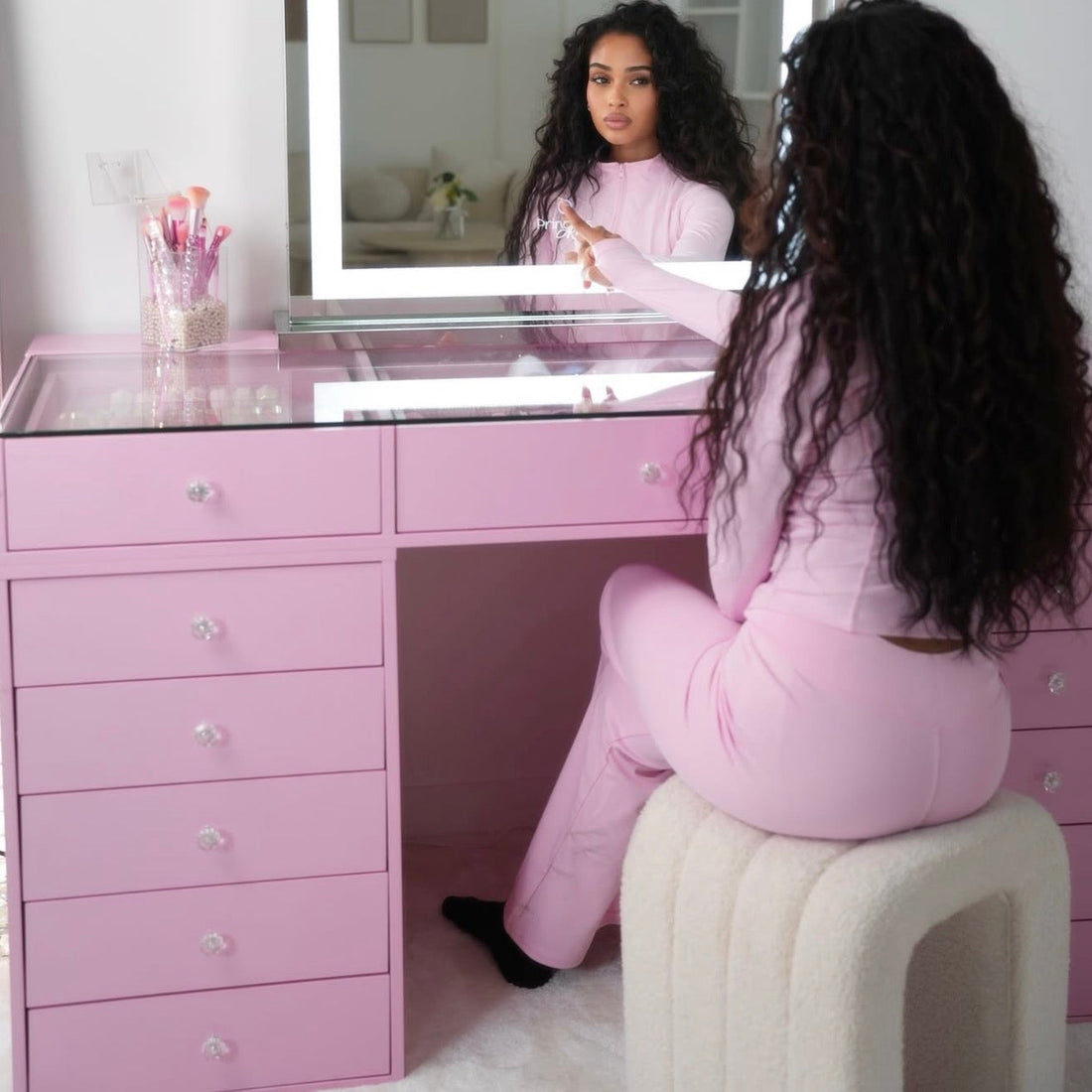 Pink vanity