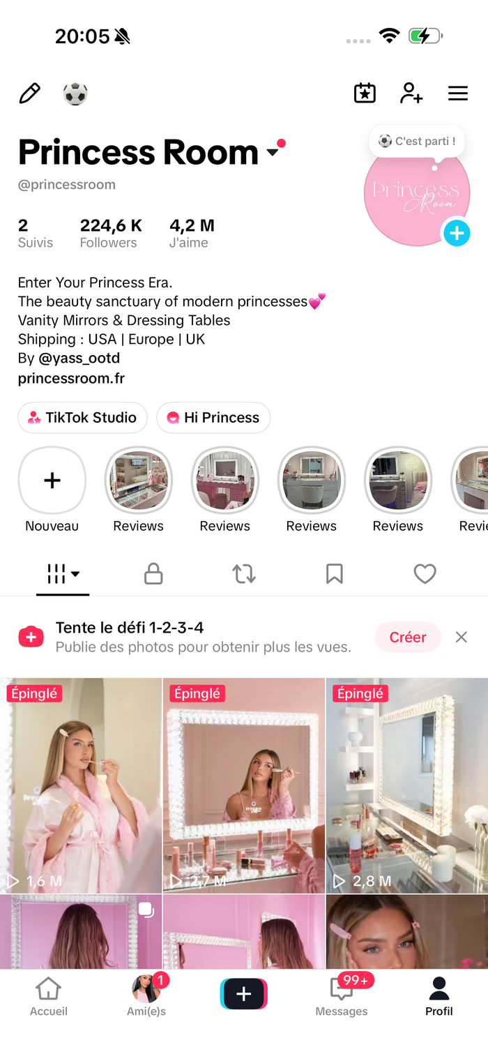 Instagram-profiel Princess Room